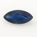 A marquise shape blue sapphire.
