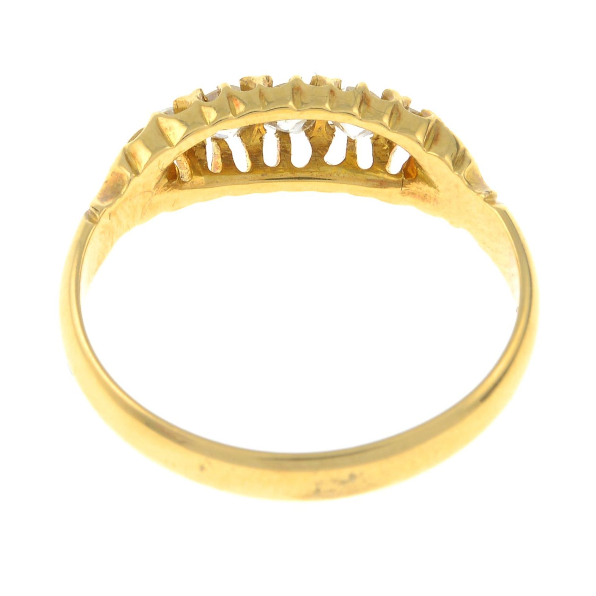 An Edwardian 18ct gold old-cut diamond five-stone ring.Estimated total diamond weight 0.30ct, - Image 3 of 3