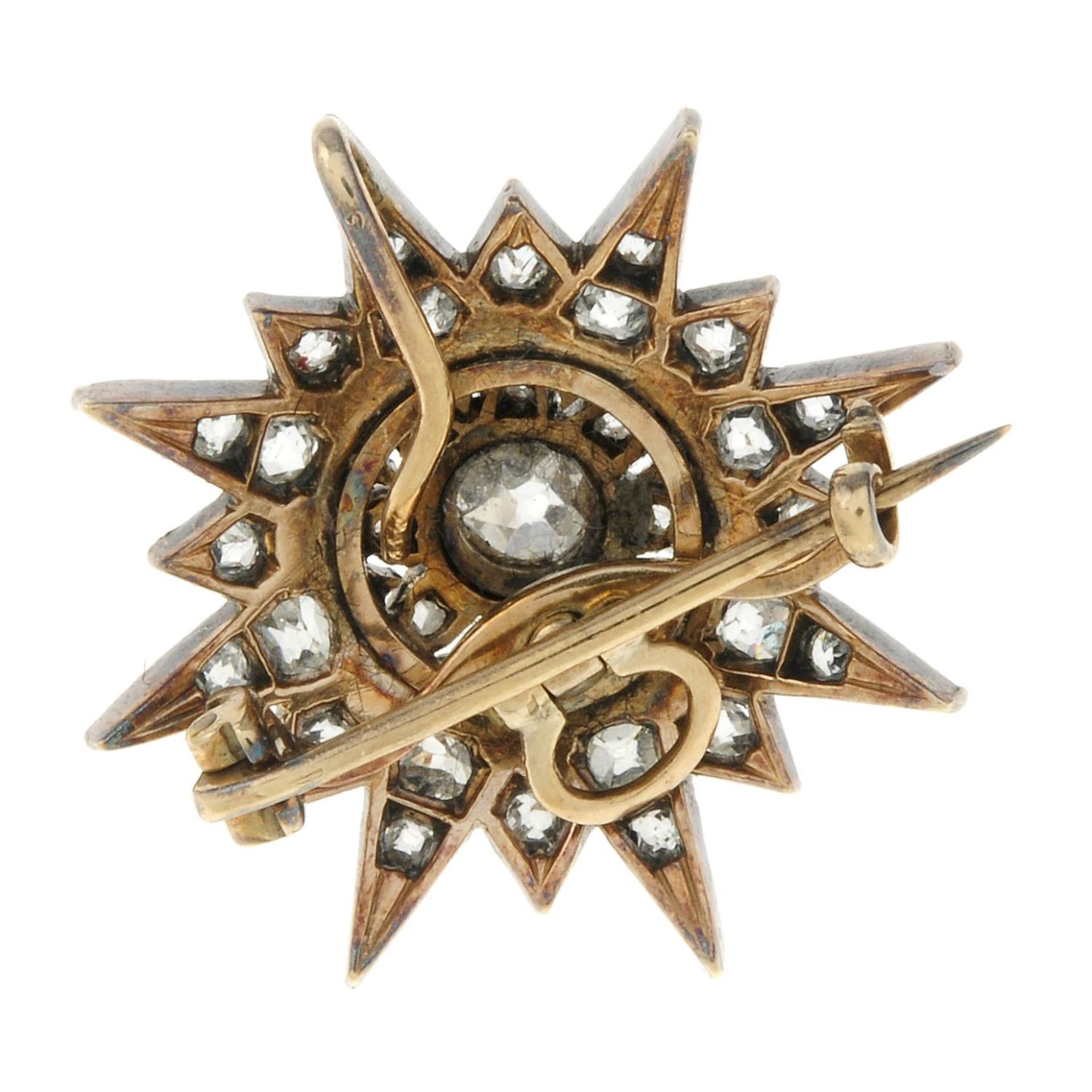 An early 20th century gold and silver old-cut diamond star brooch.May be worn as a pendant. - Image 2 of 2