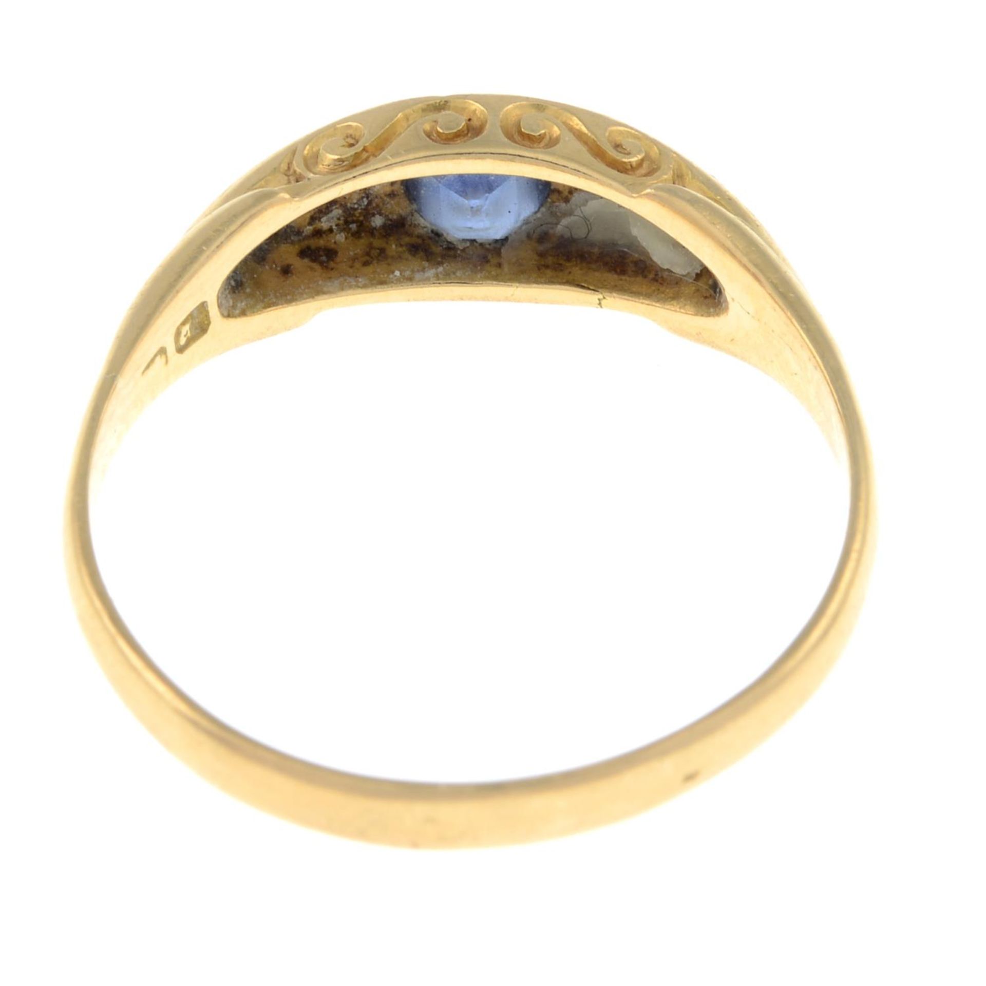 A late Victorian 18ct gold sapphire and split pearl ring. - Image 3 of 3