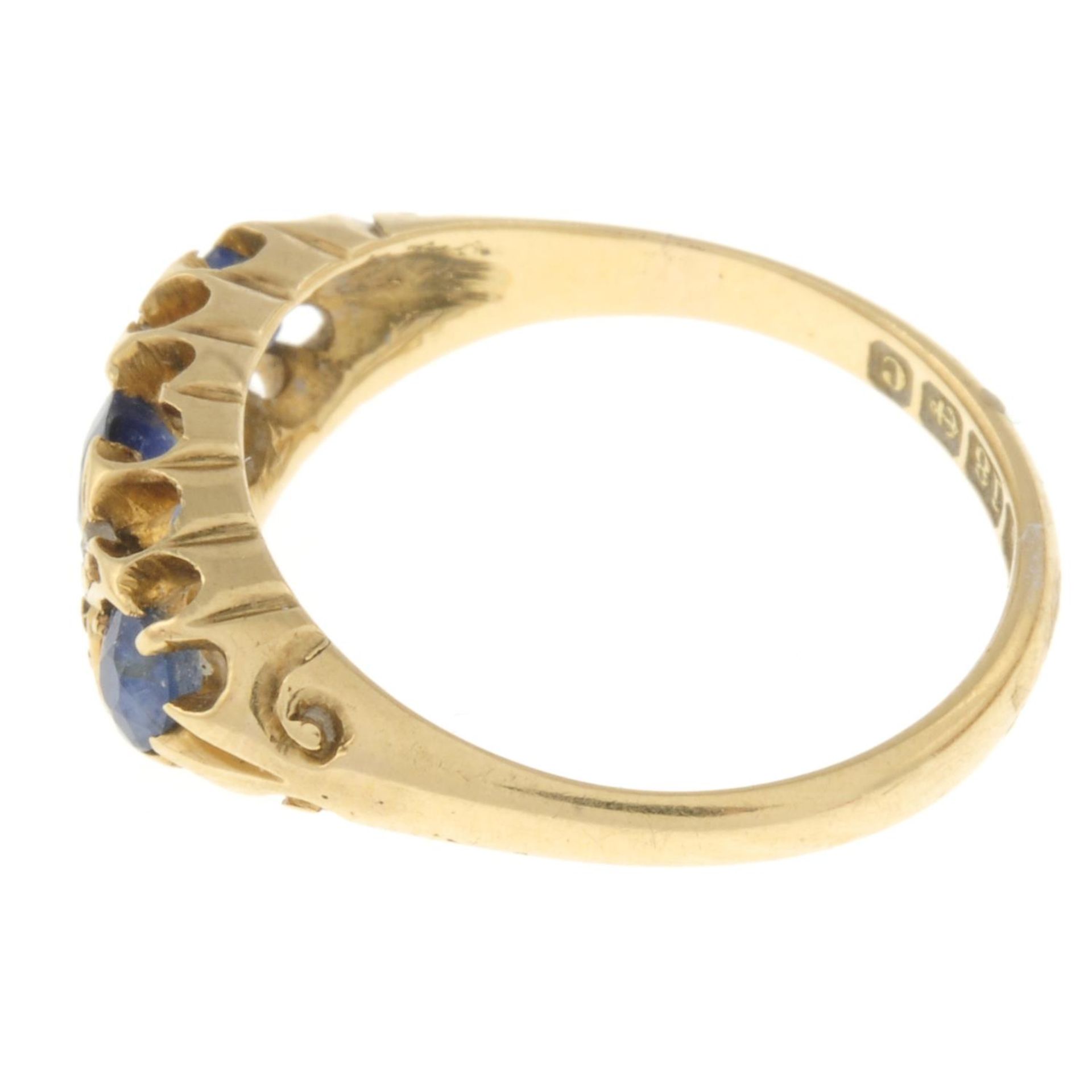 Edwardian 18ct gold sapphire and diamond ring. - Image 2 of 3