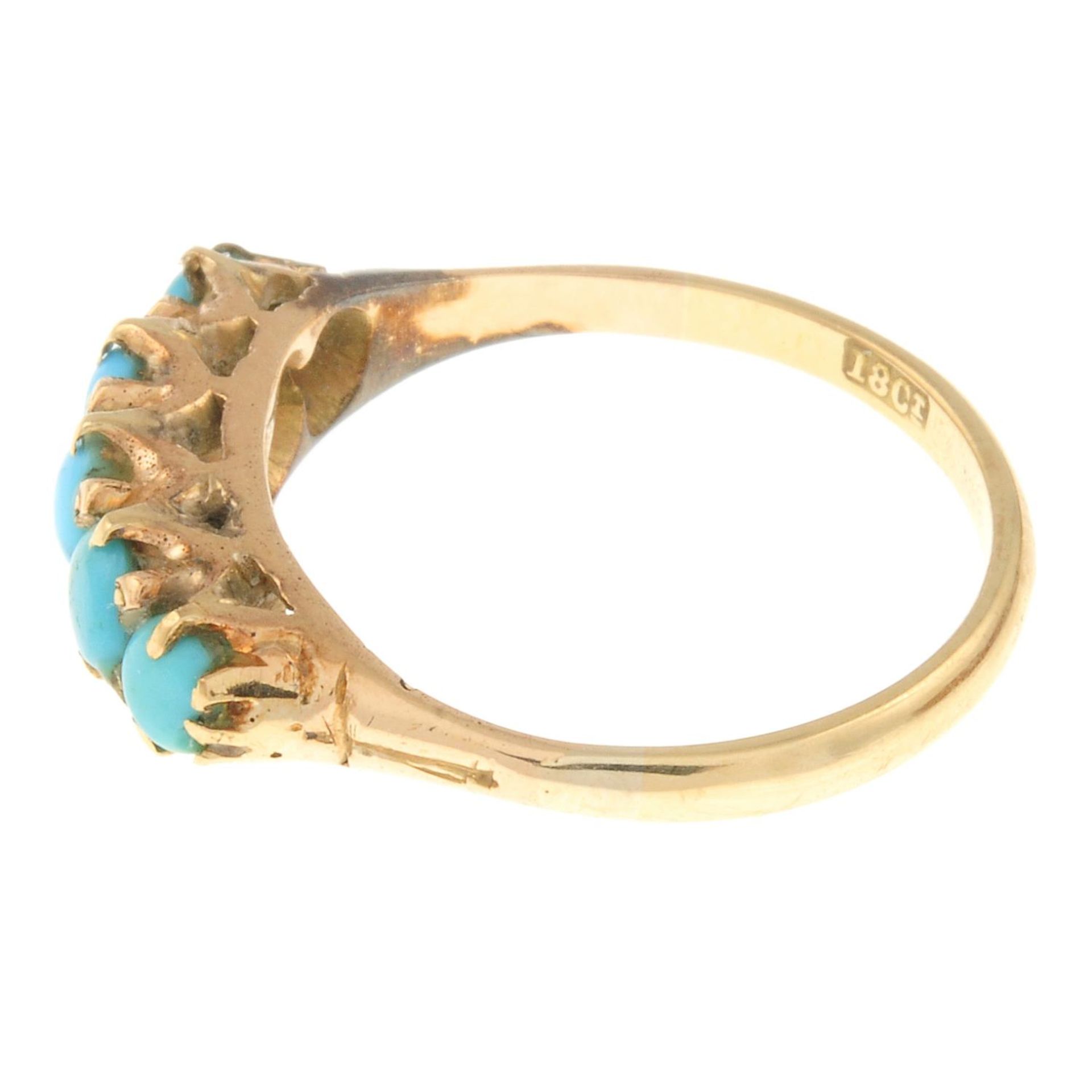 A turquoise five-stone ring.Band replacement stamped 18CT. - Image 2 of 3