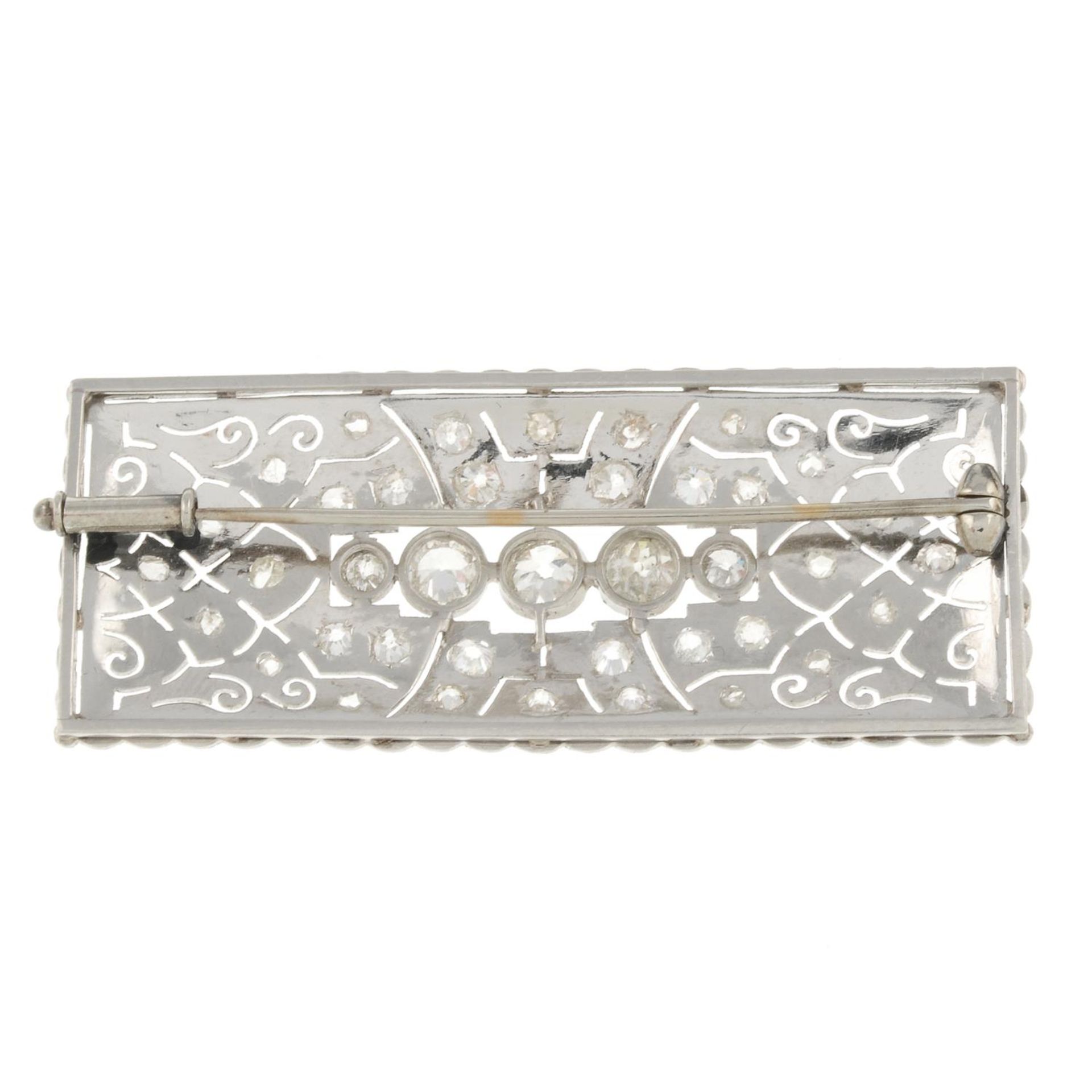 An early 20th century platinum old and rose-cut diamond brooch. - Image 2 of 2
