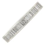A platinum baguette-cut diamond full eternity ring.Estimated total diamond weight 1ct.Hallmarks for