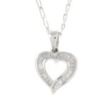 An 18ct gold diamond open heart pendant, with 18ct gold chain.Total diamond weight 0.33ct.