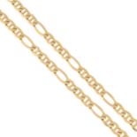 A 9ct gold fancy-link necklace.Hallmarks for 9ct gold.