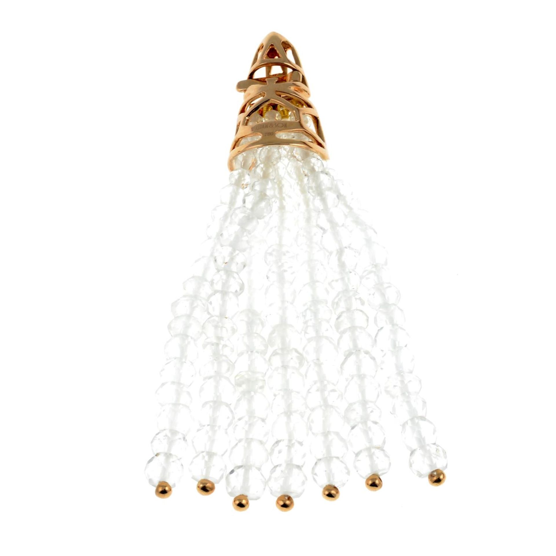 An 18ct gold 'The London Collection' rock crystal tassel jewellery component.