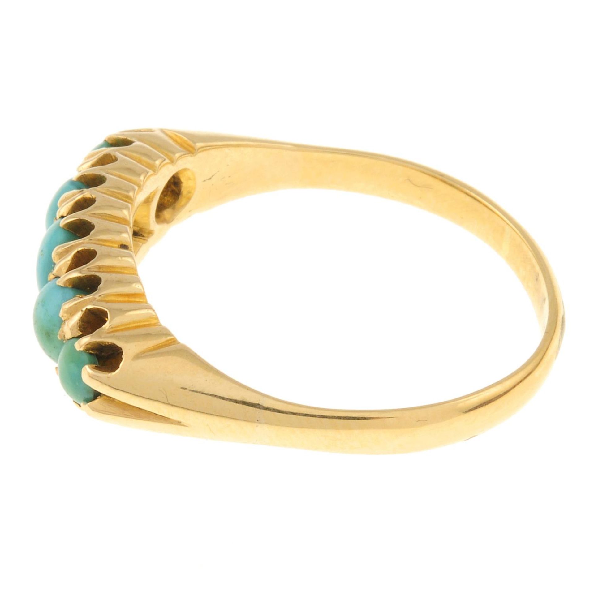 An early 20th century 18ct gold turquoise five-stone ring. - Image 2 of 3