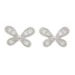 An 18ct gold diamond butterfly earrings.Estimated total diamond weight 0.10ct.