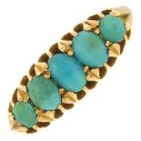 An early 20th century 18ct gold turquoise five-stone ring.