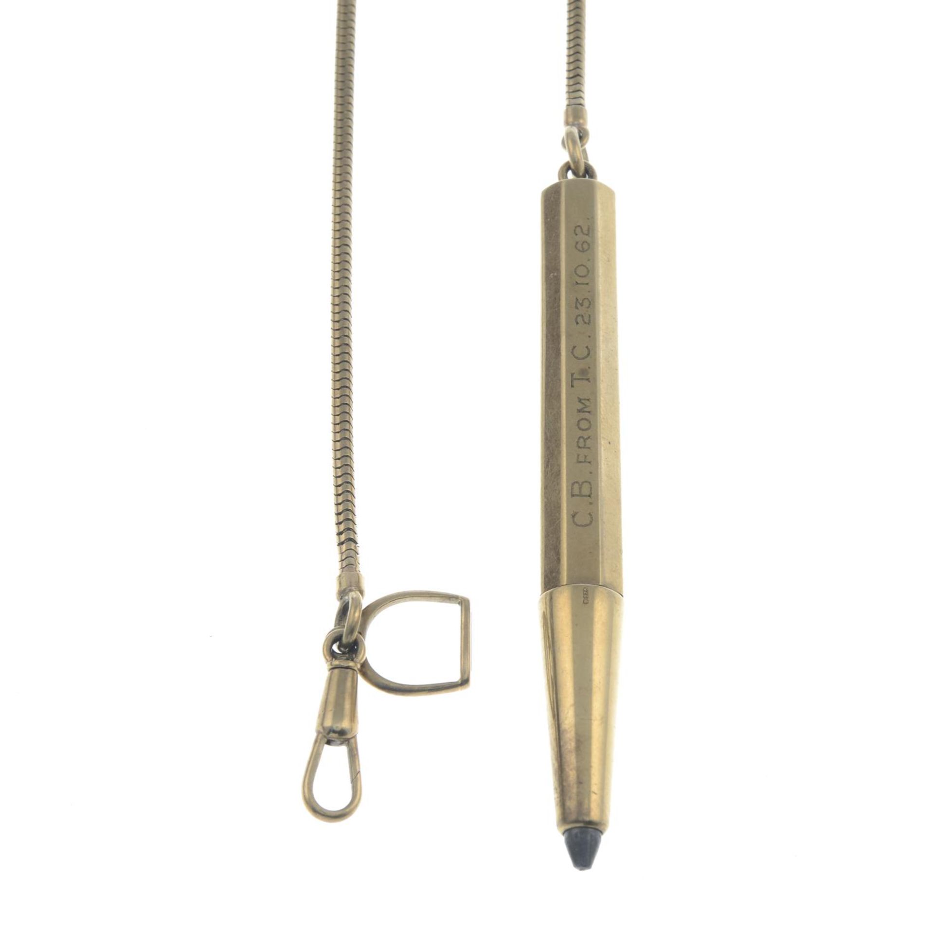 A 1960s 9ct gold pencil, - Bild 3 aus 3