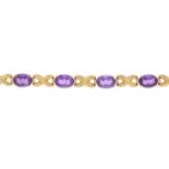 A 9ct gold amethyst bracelet.Hallmarks for Birmingham.Length 19cms.