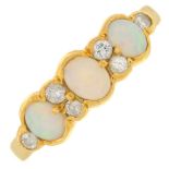 An 18ct gold opal and brilliant-cut diamond ring.