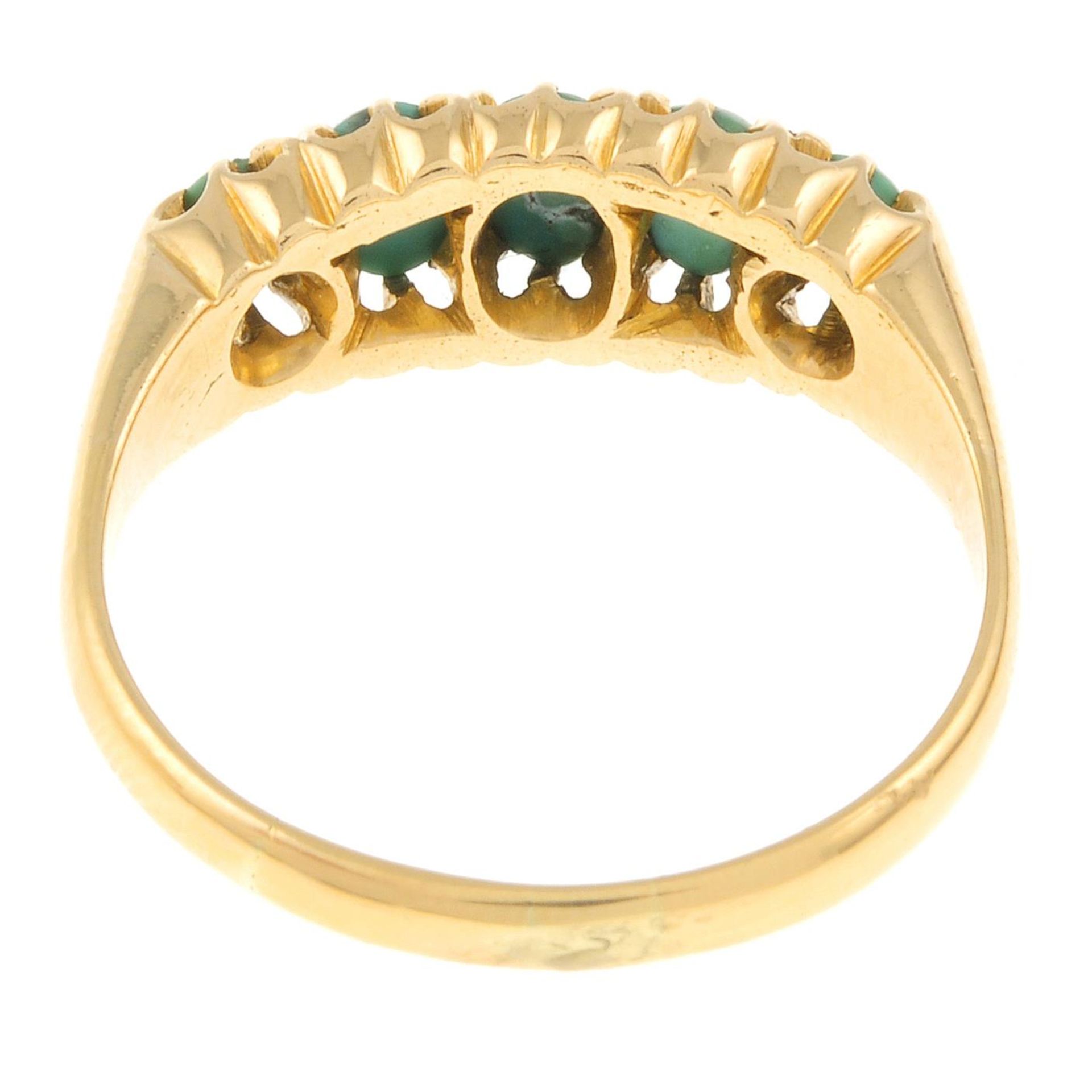 An early 20th century 18ct gold turquoise five-stone ring. - Image 3 of 3