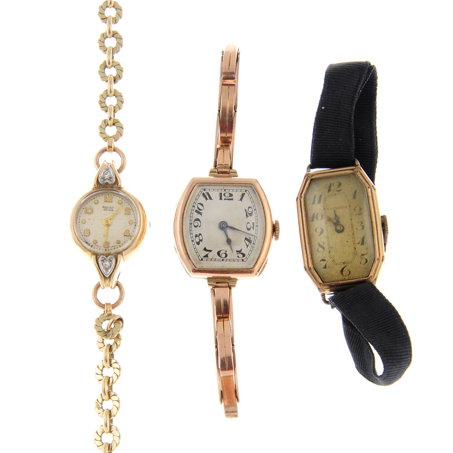 A group of six assorted lady's wrist watches.