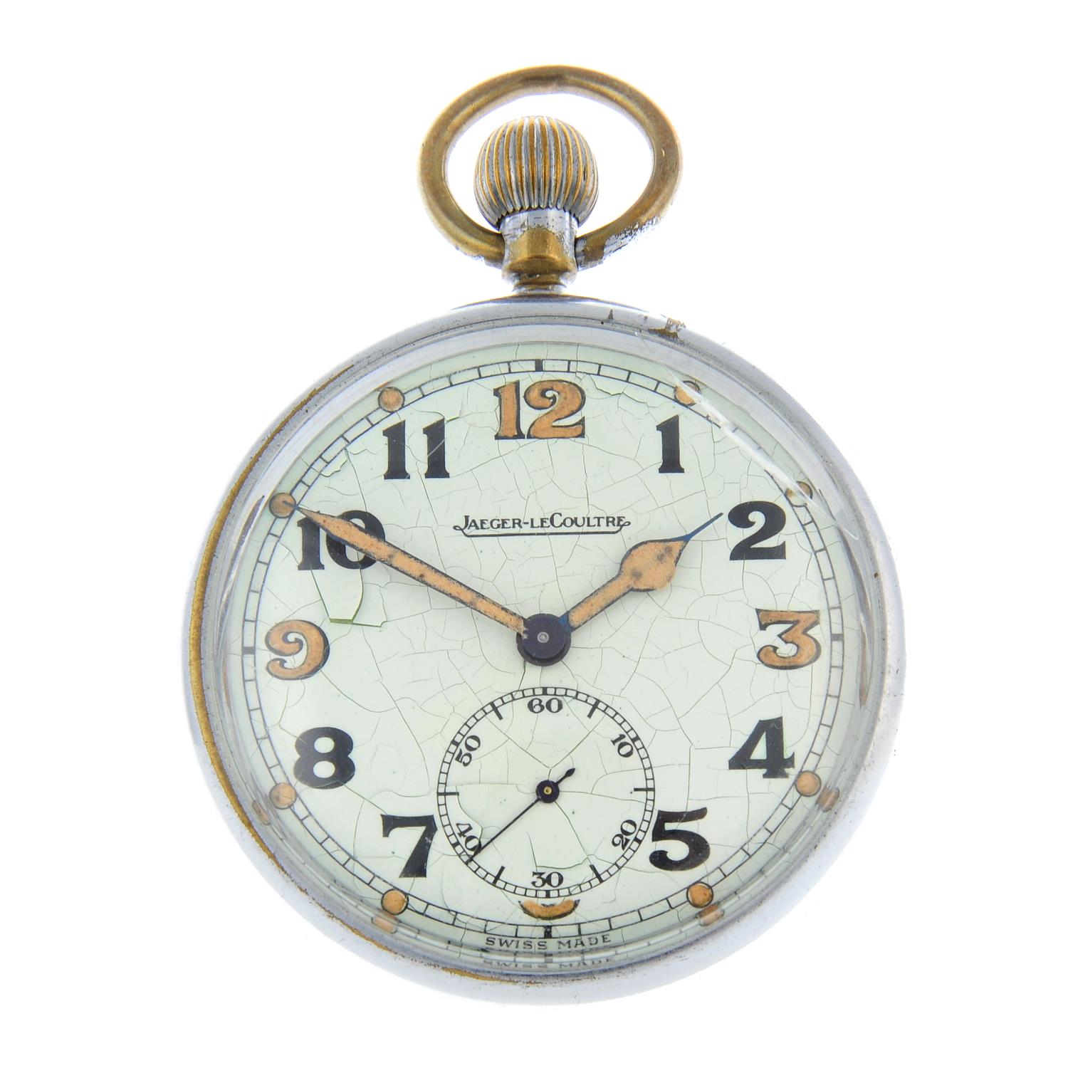 An open face military issue pocket watch by Jaeger-LeCoultre.