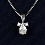 An 18ct gold pear-shape and brilliant-cut diamond pendant, with chain.