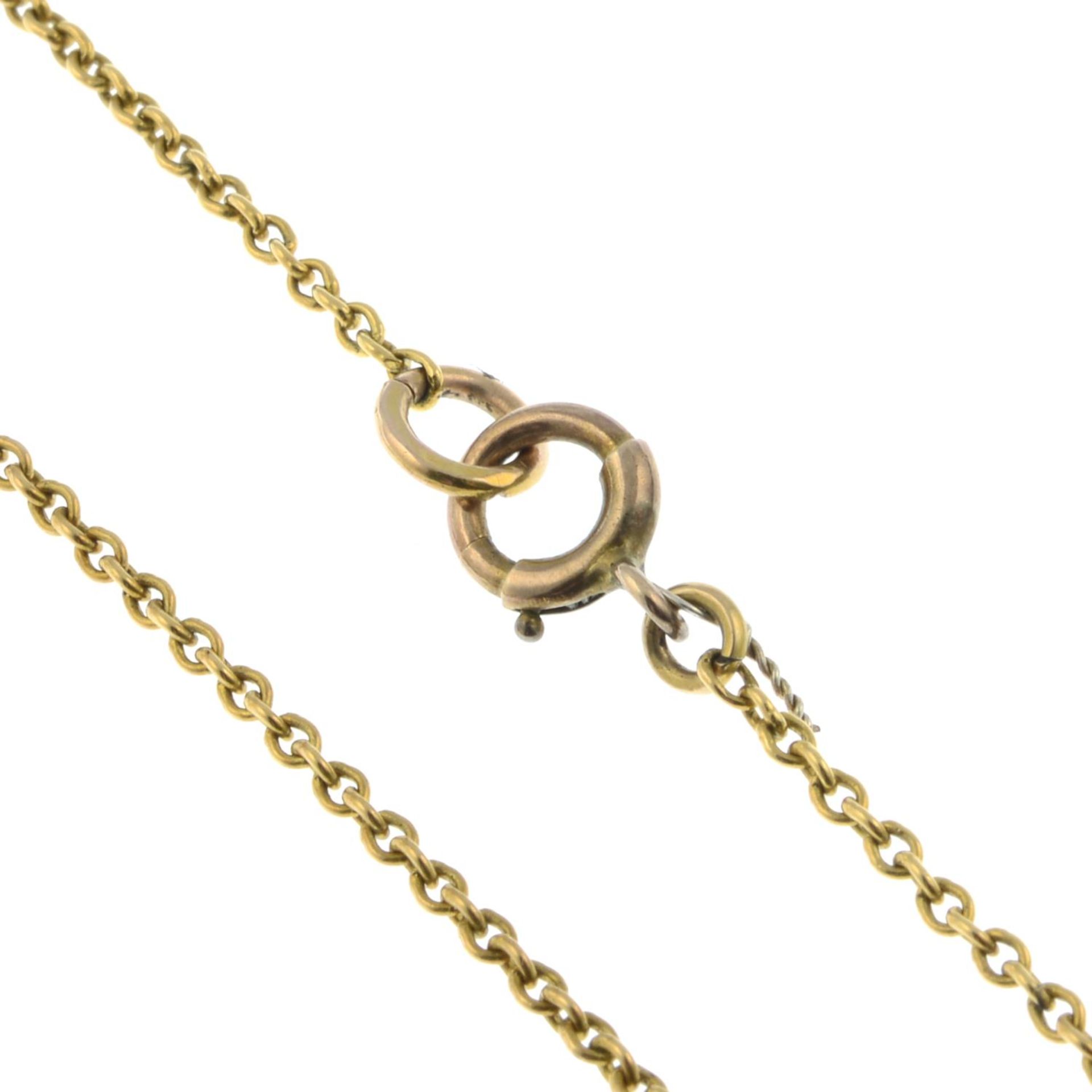 An early 20th century 15ct gold aquamarine and diamond necklace. - Bild 5 aus 5
