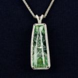 A fancy-cut green beryl and diamond pendant,