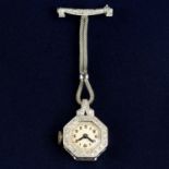 An Art Deco platinum diamond fob watch.