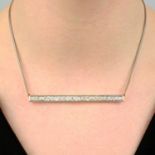 An old-cut diamond bar necklace,
