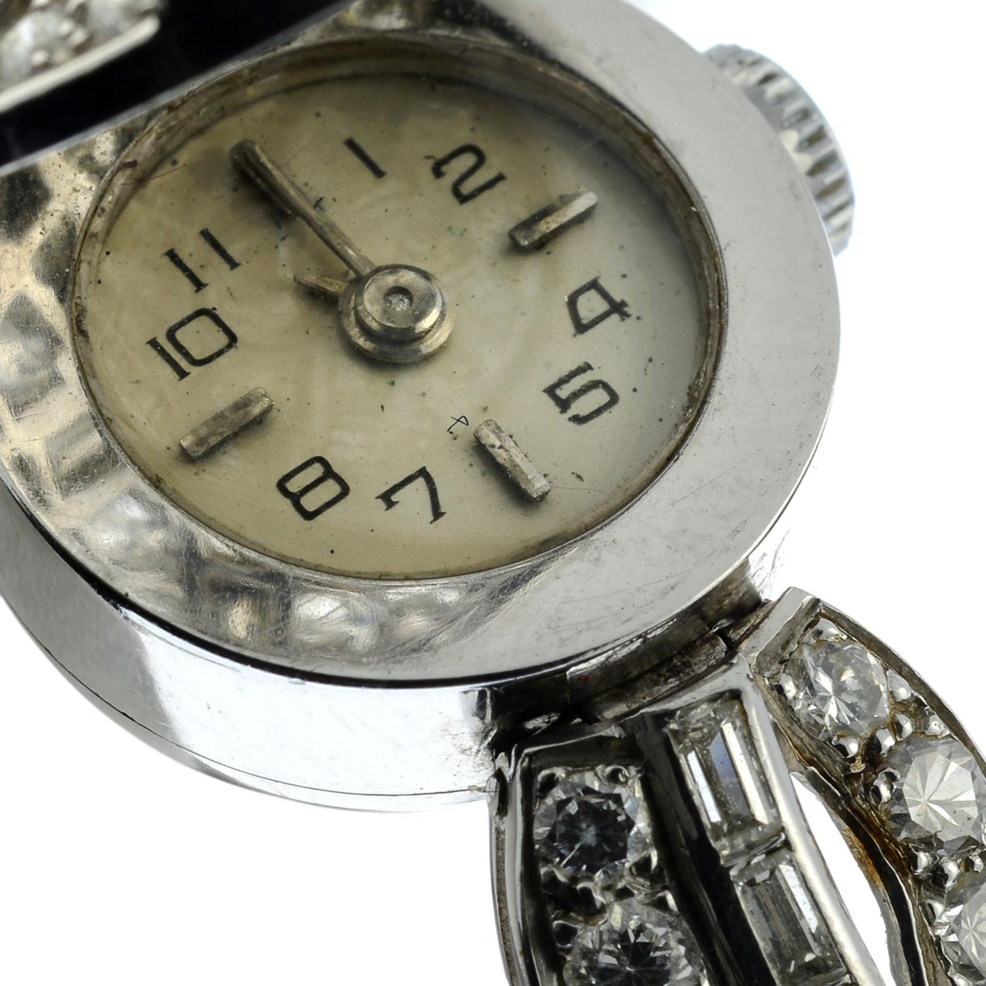 A mid 20th century platinum vari-cut diamond cocktail watch. - Bild 5 aus 5