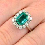 A Colombian emerald and brilliant-cut diamond cluster ring,