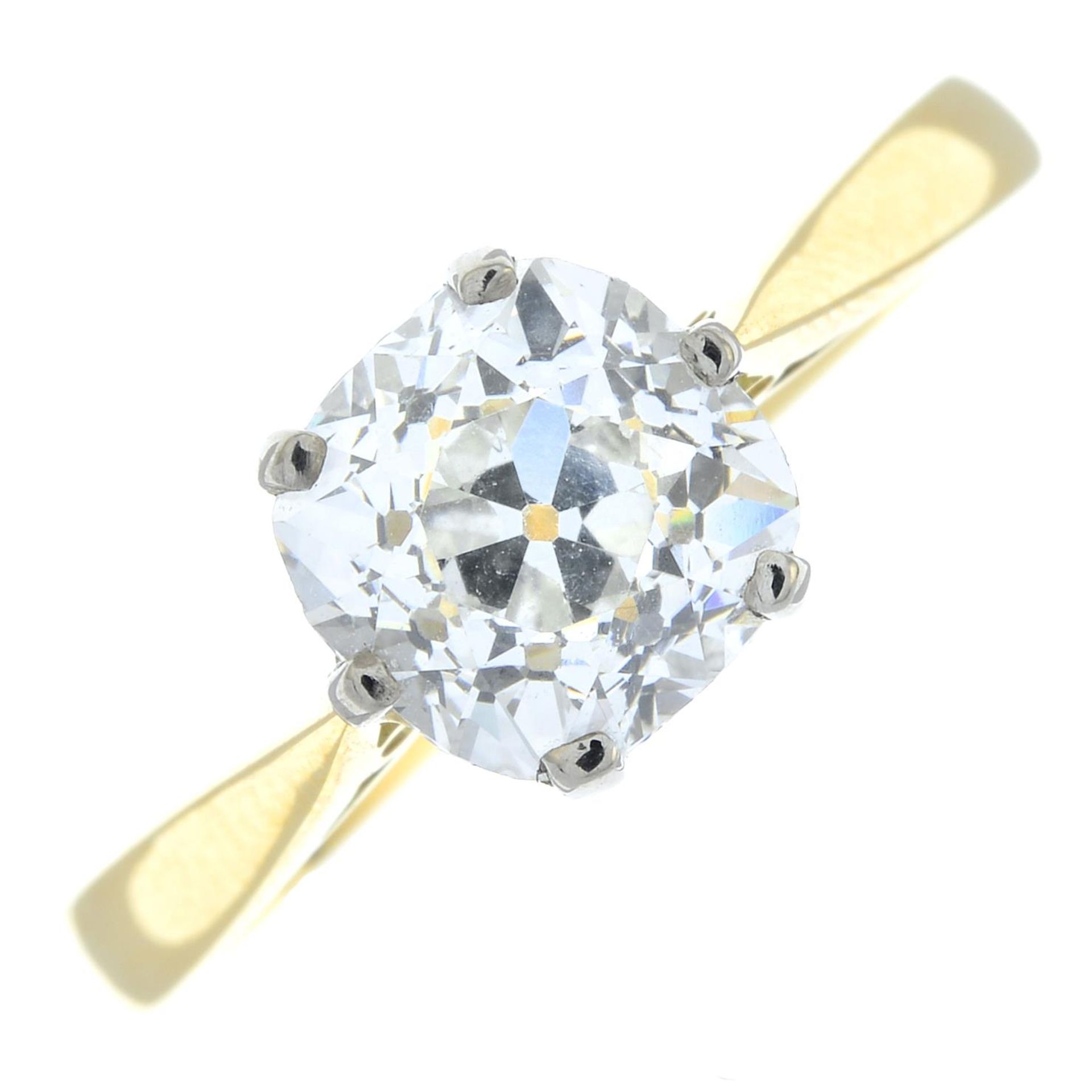 An 18ct gold old-cut diamond single-stone ring. - Bild 2 aus 6
