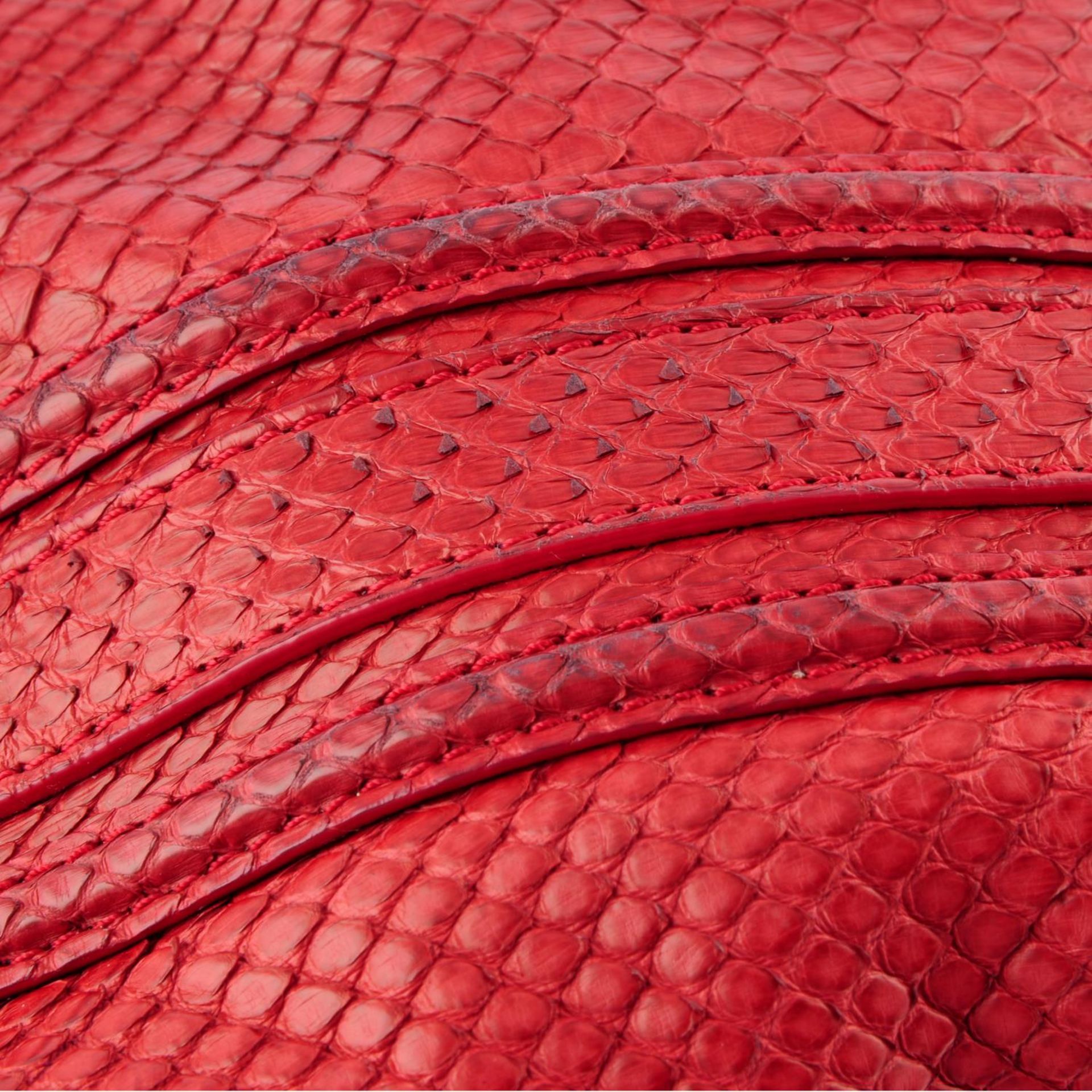 BURBERRY - a red snakeskin handbag. - Image 6 of 6