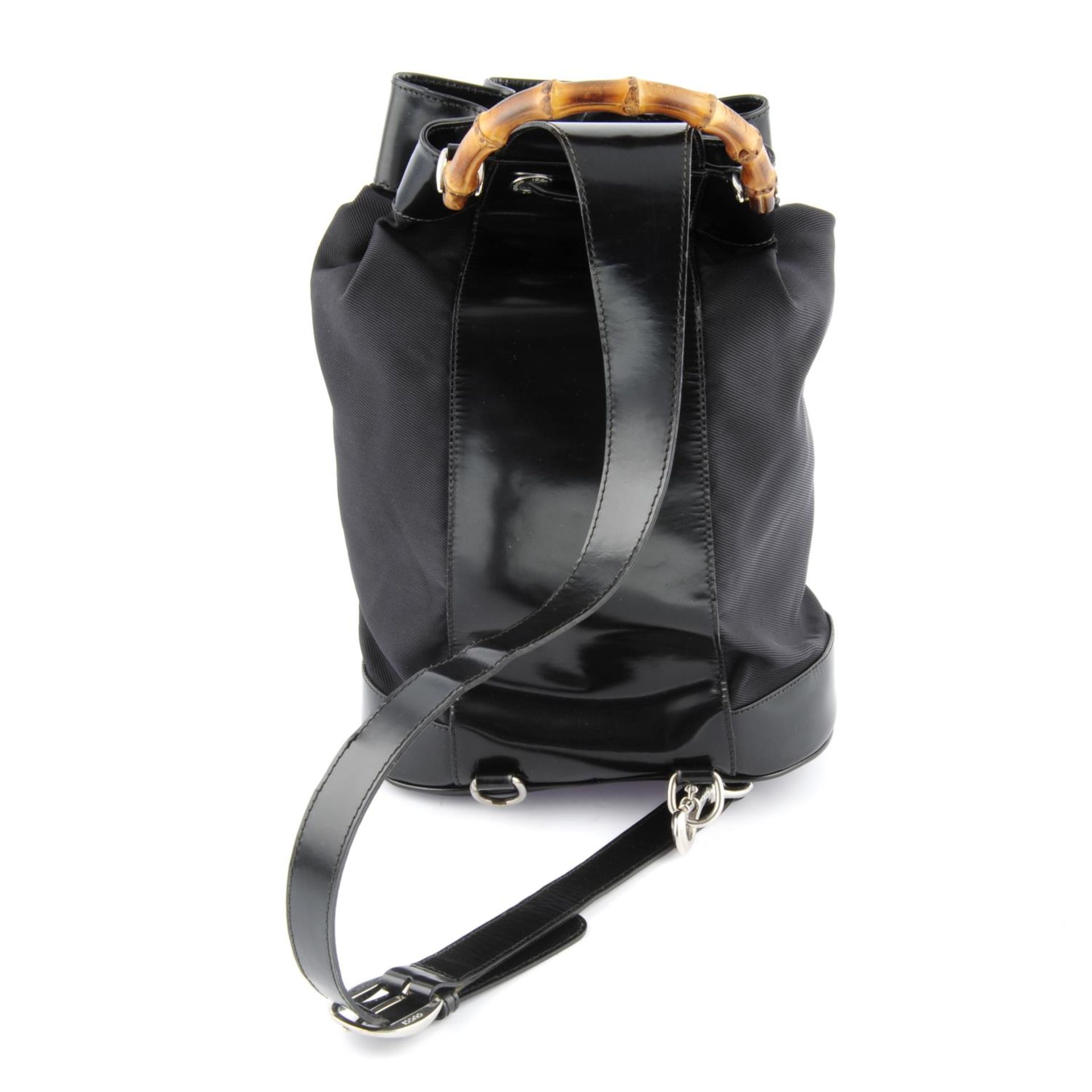 GUCCI - a black nylon and patent leather Bamboo handbag. - Image 2 of 4