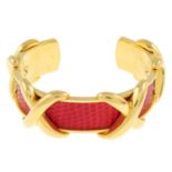 HERMÈS - a lizard skin and gold plated bangle.