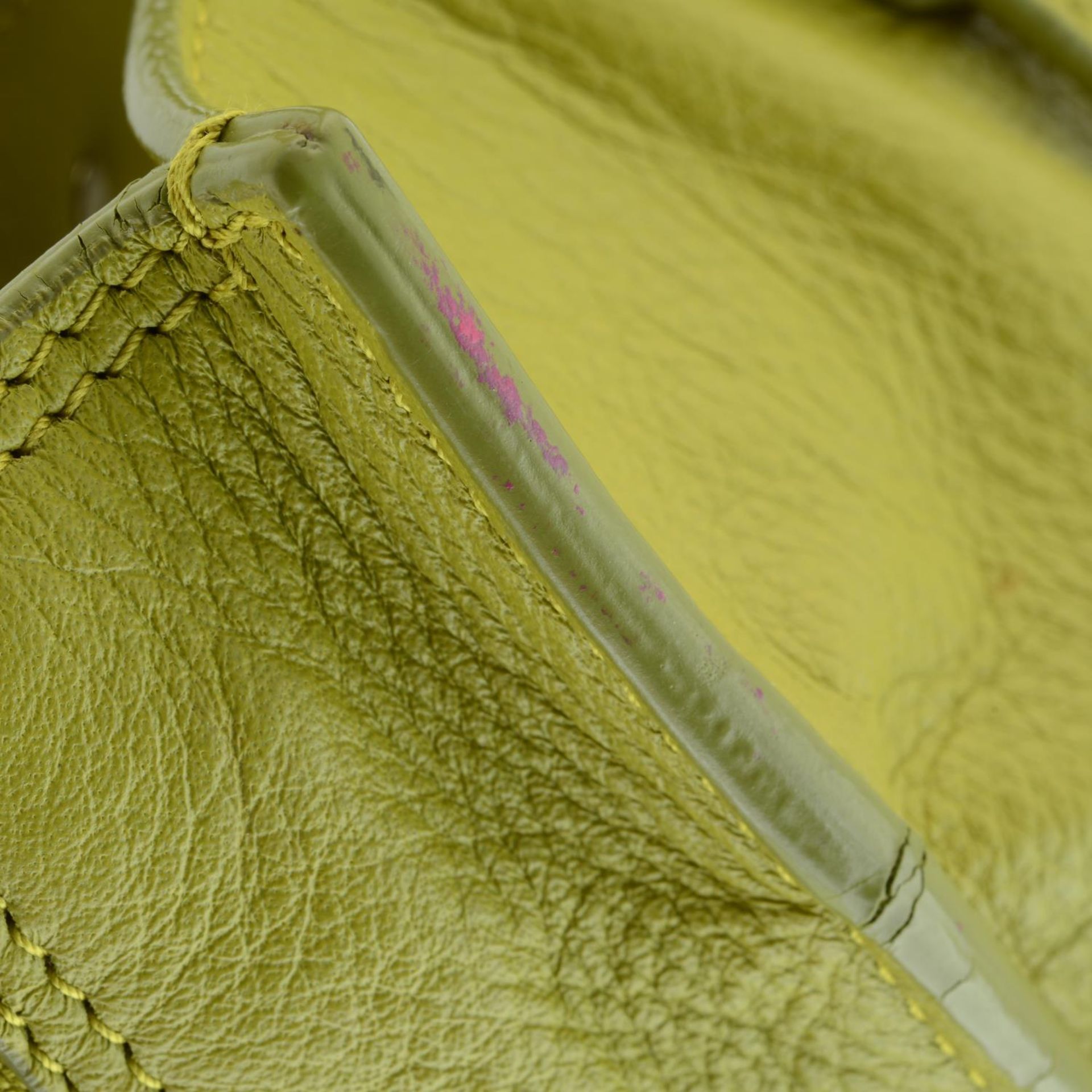BALENCIAGA - a chartreuse leather Papier A6 handbag. - Image 6 of 7