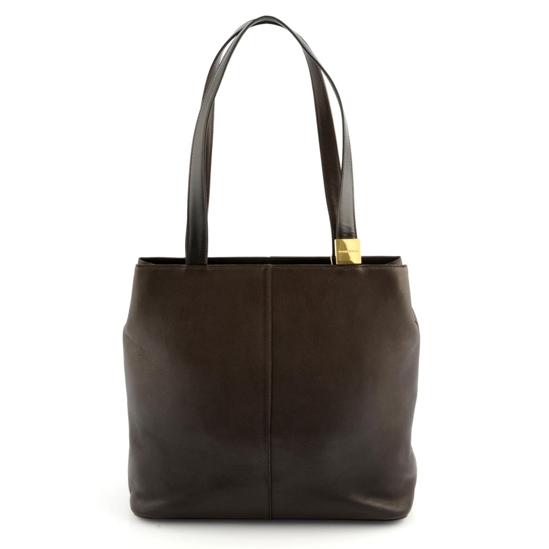 BURBERRY - a brown leather handbag.