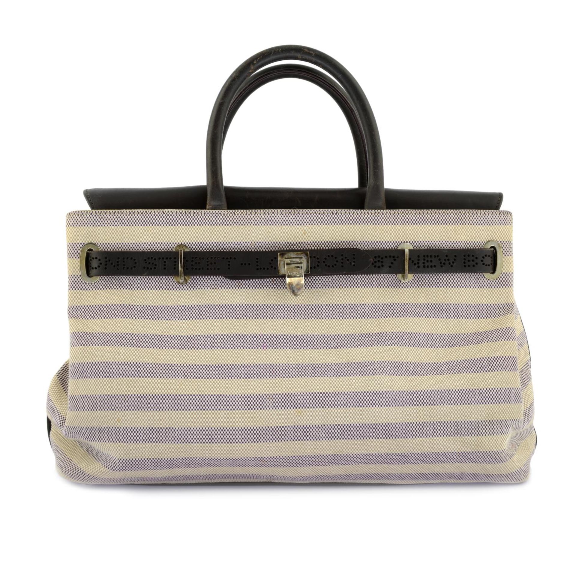 ASPREY - a canvas and leather tote handbag.