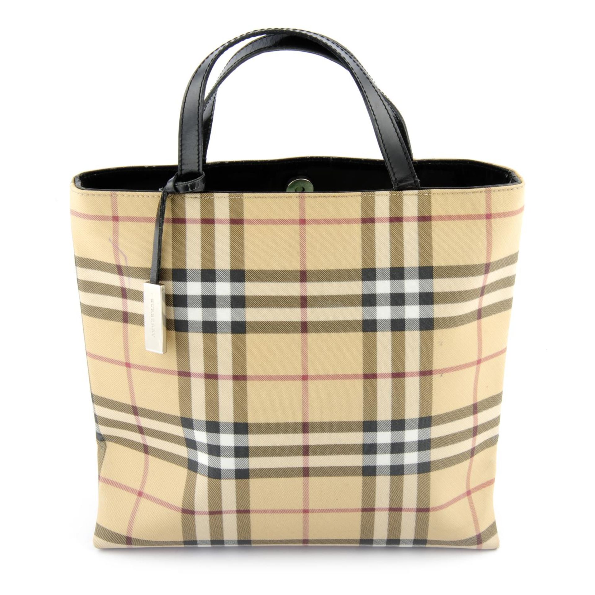 BURBERRY - a Nova Check coated canvas tote handbag.