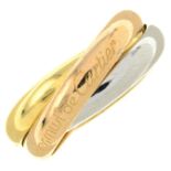 CARTIER - An 18ct gold 'Trinity' ring, by les must de Cartier.Swiss convention marks.