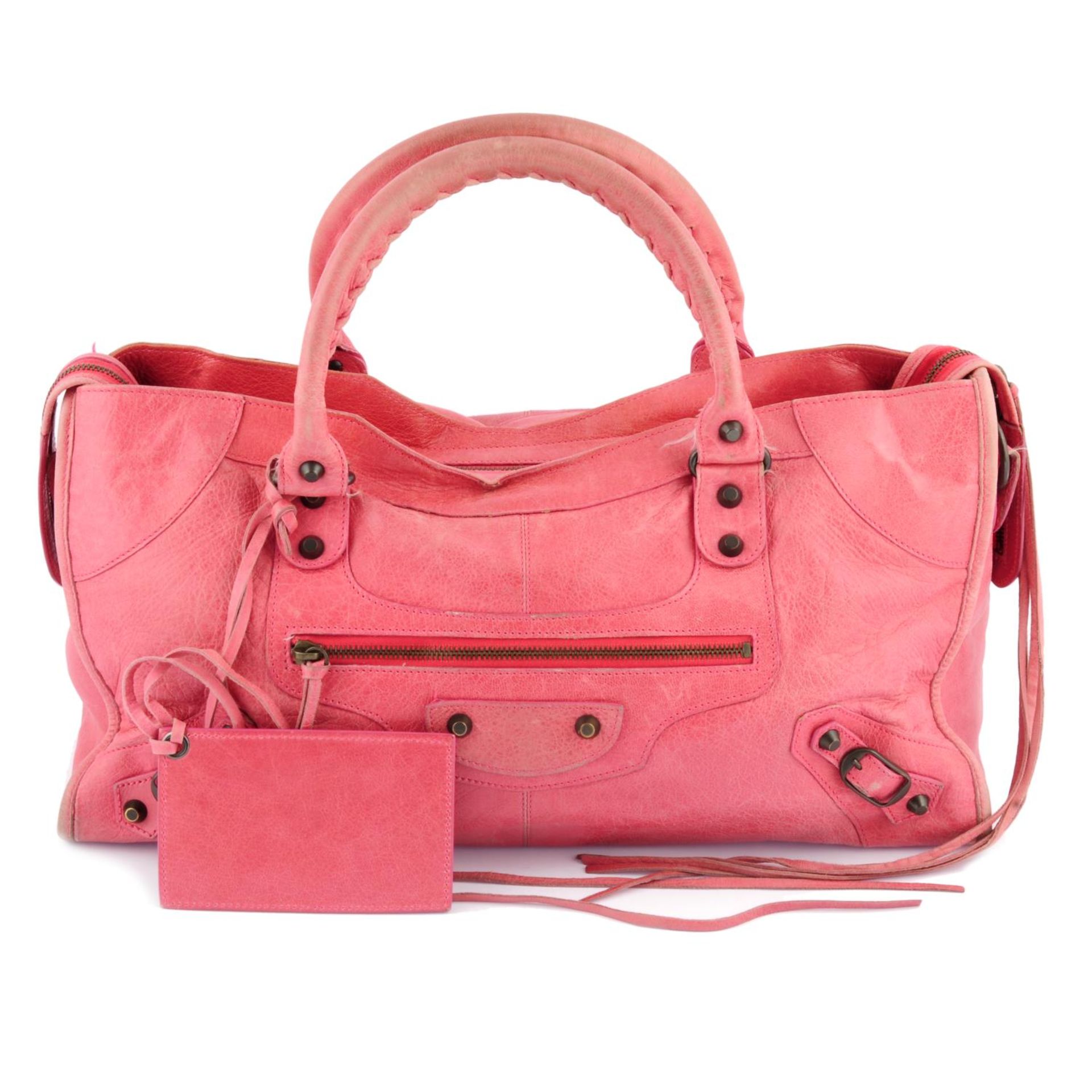 BALENCIAGA - a grenadine pink leather Part-Time handbag.