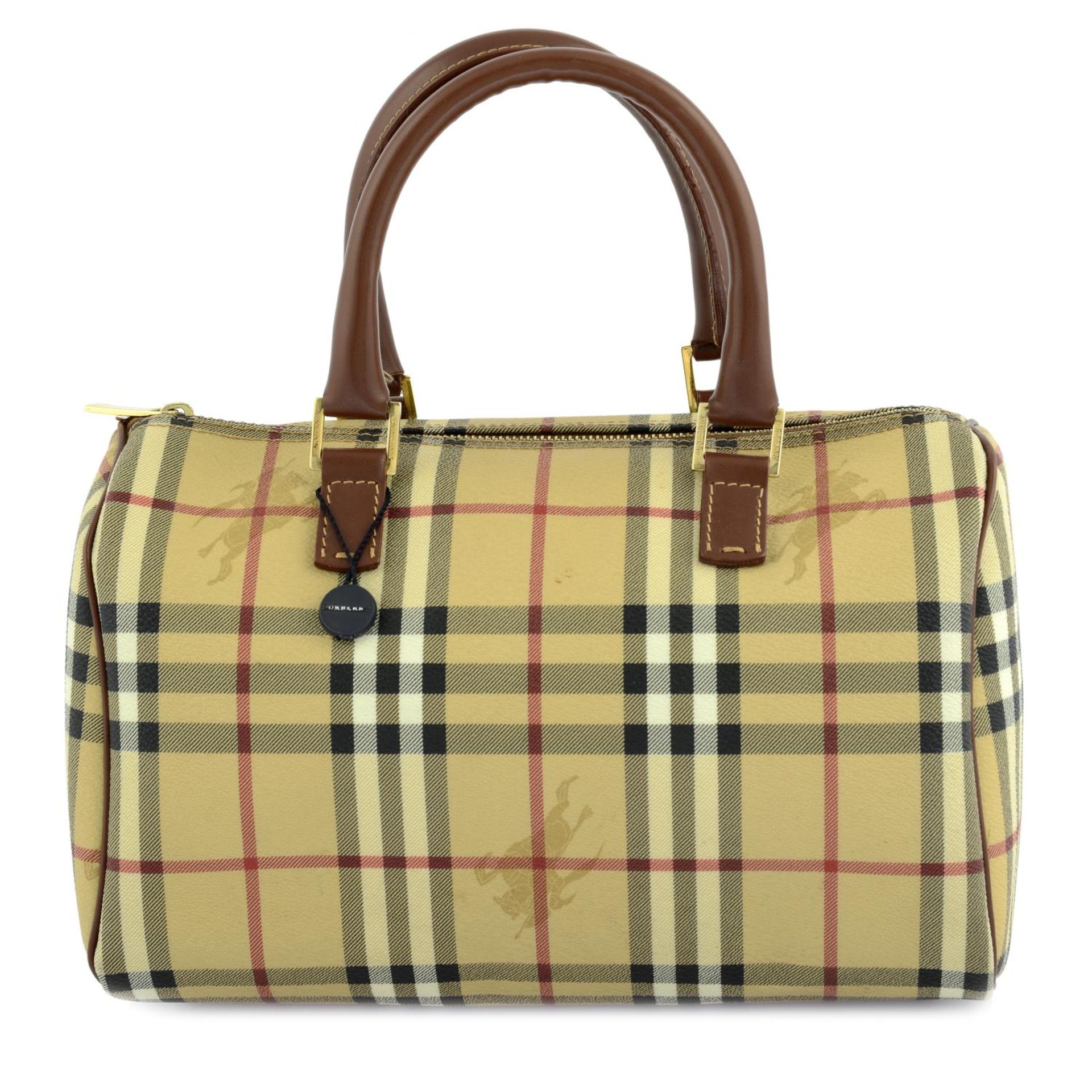 BURBERRY - a Haymarket Check Boston handbag.