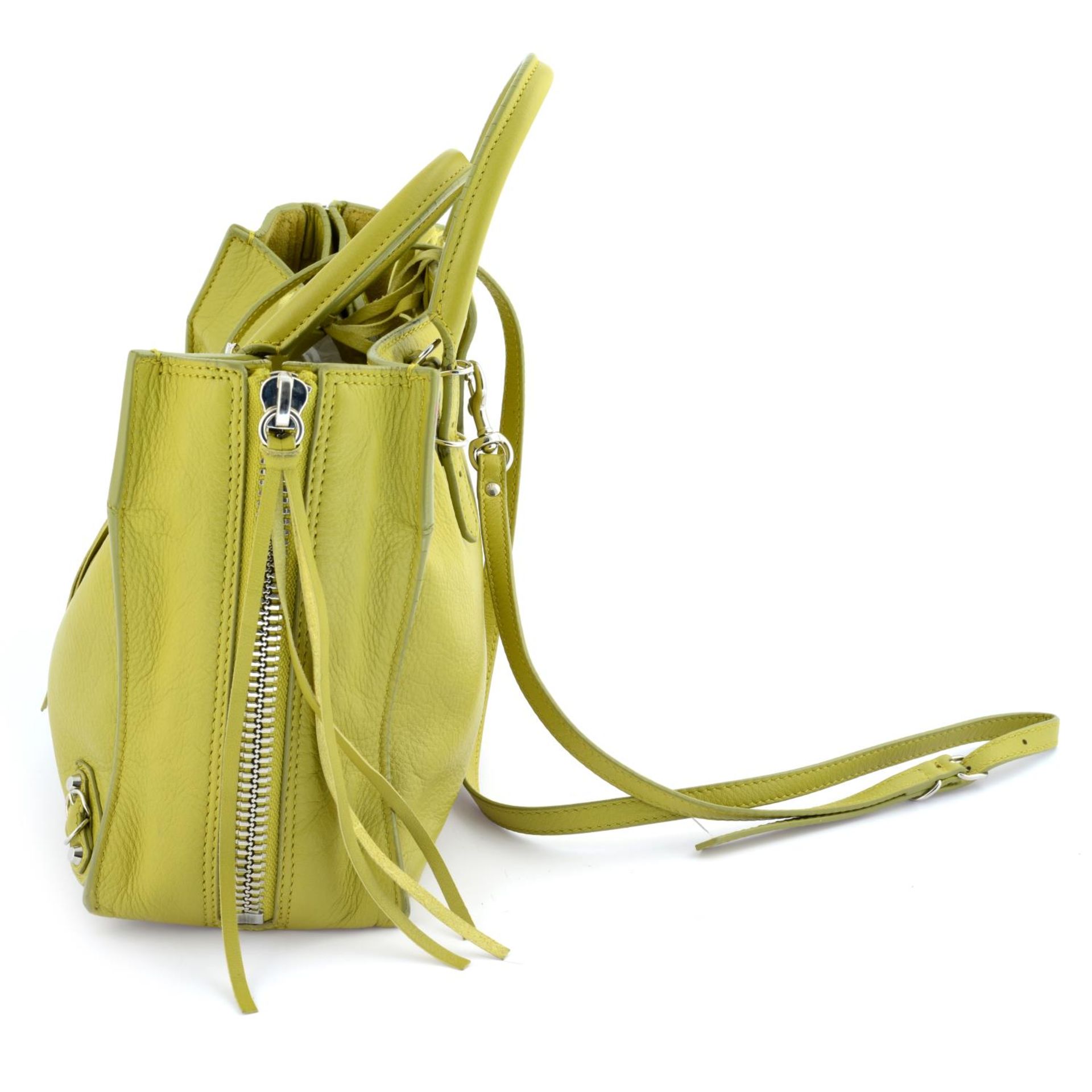 BALENCIAGA - a chartreuse leather Papier A6 handbag. - Image 3 of 7