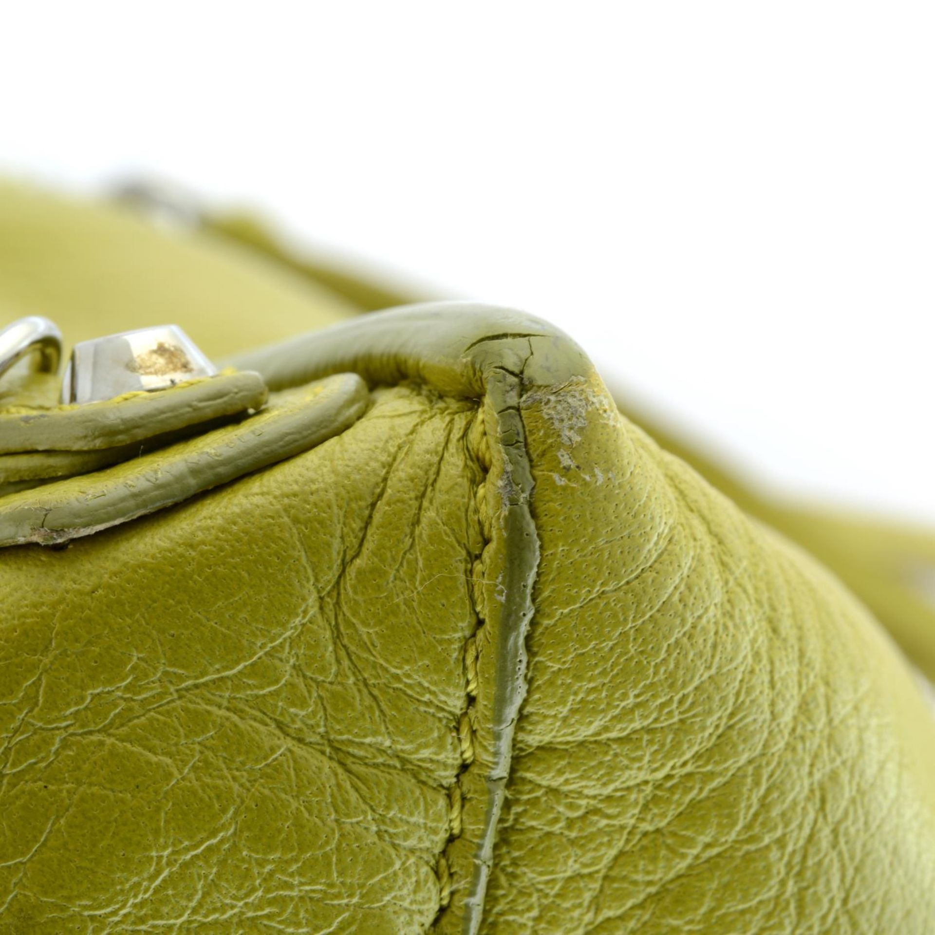 BALENCIAGA - a chartreuse leather Papier A6 handbag. - Image 7 of 7