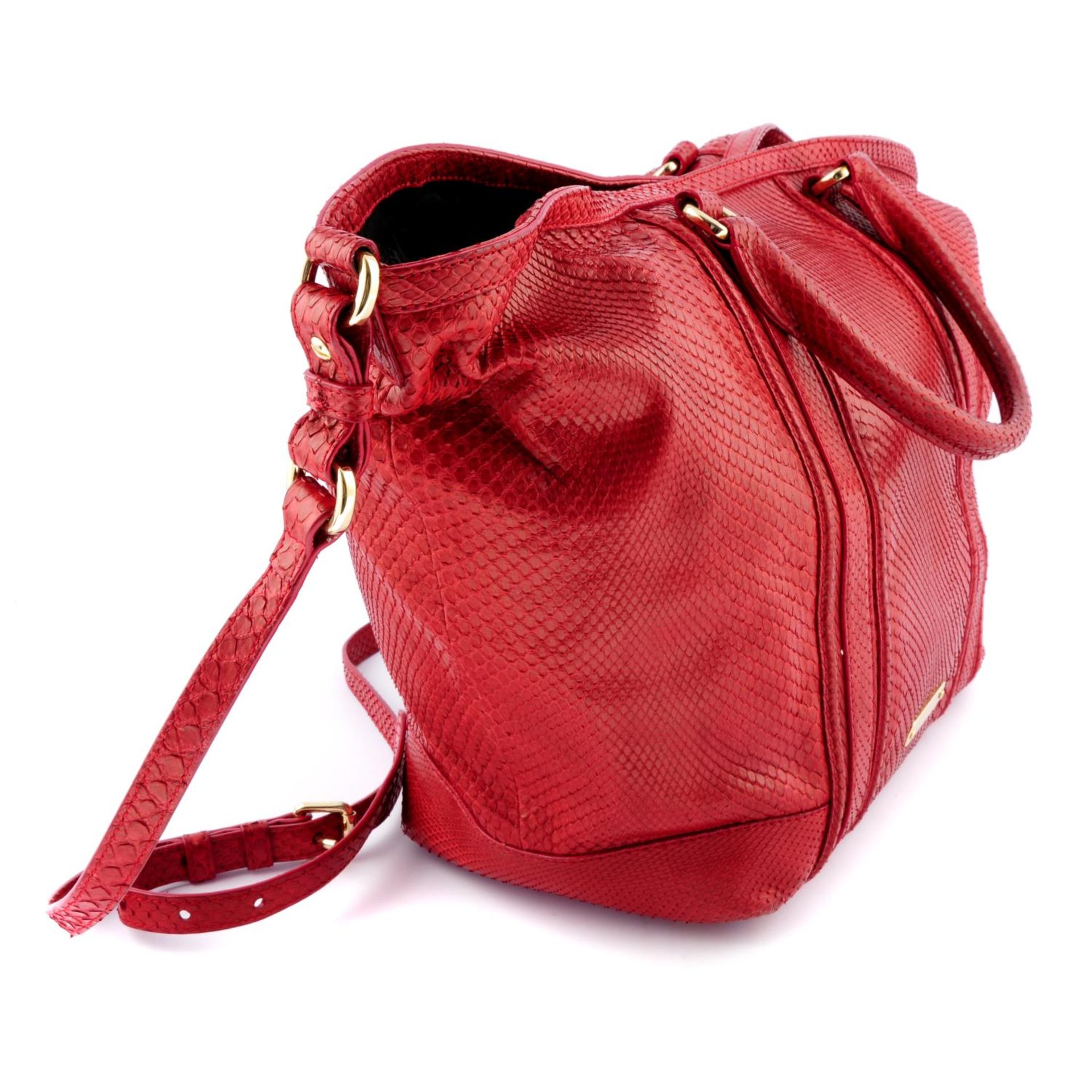 BURBERRY - a red snakeskin handbag. - Image 3 of 6