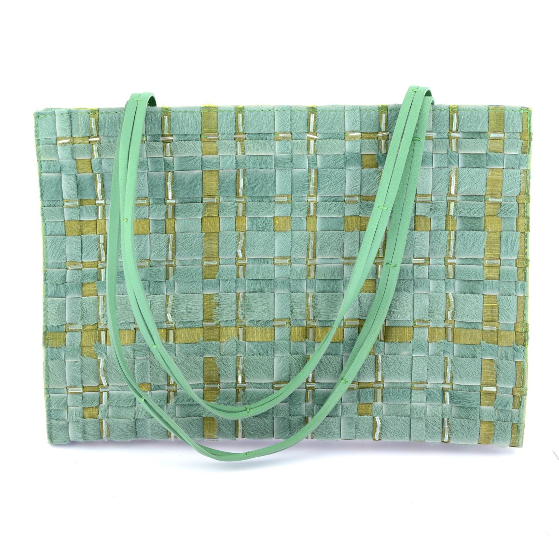 BOTTEGA VENETA - a green pony hair Intrecciato handbag. - Image 2 of 6