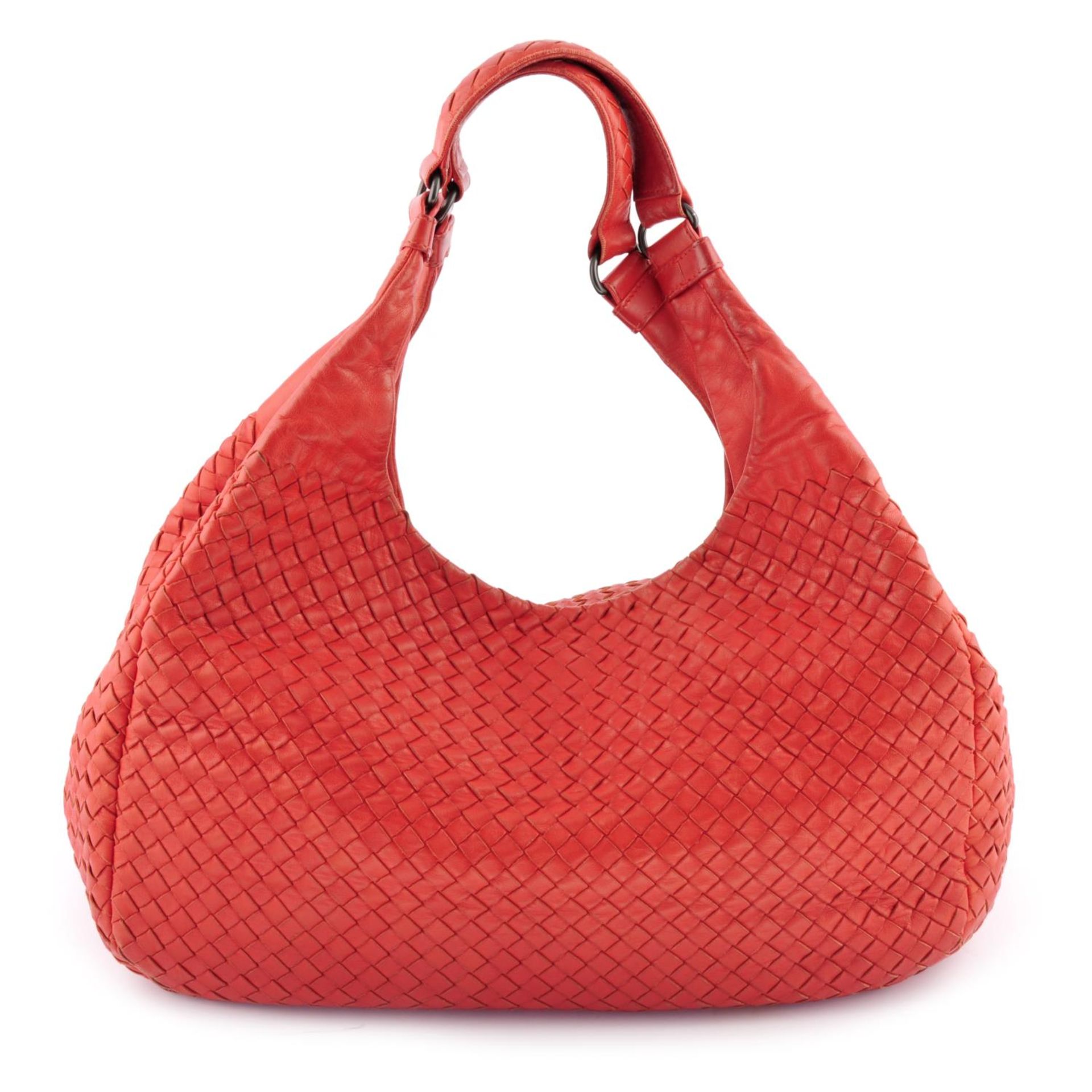 BOTTEGA VENETA - a red Nappa Intrecciato Campana hobo handbag.