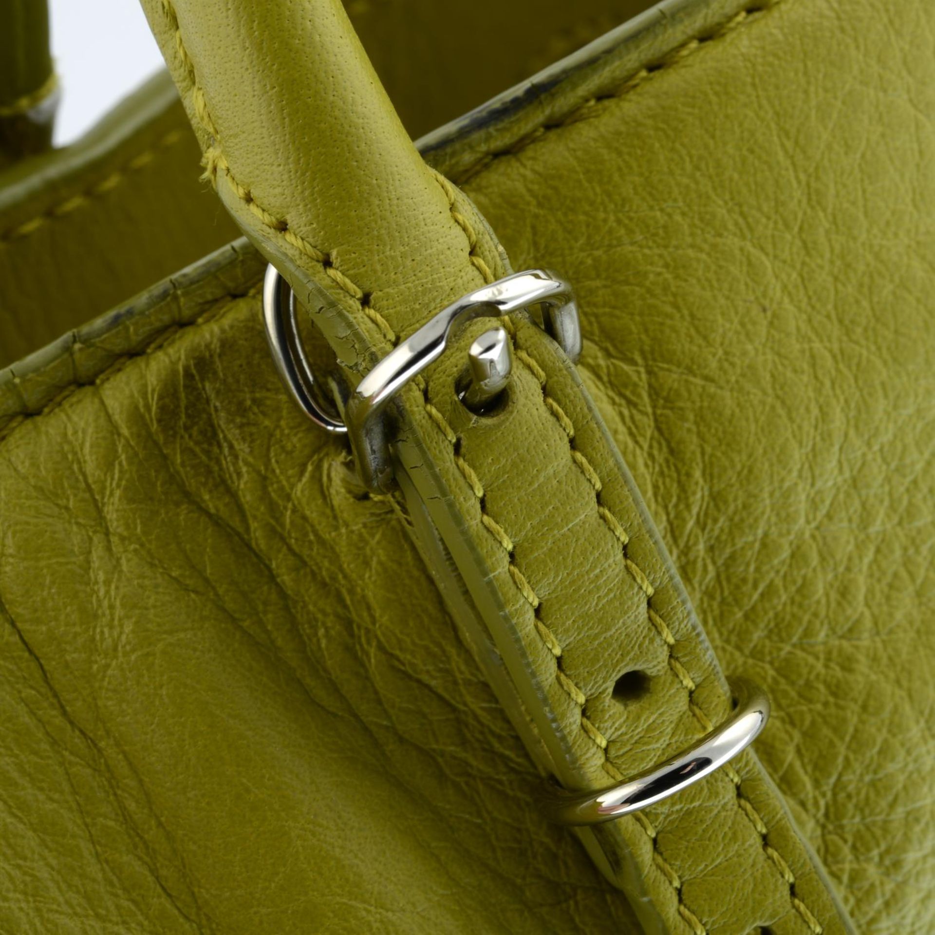 BALENCIAGA - a chartreuse leather Papier A6 handbag. - Image 5 of 7