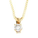 A 9ct gold brilliant-cut diamond single-stone pendant,