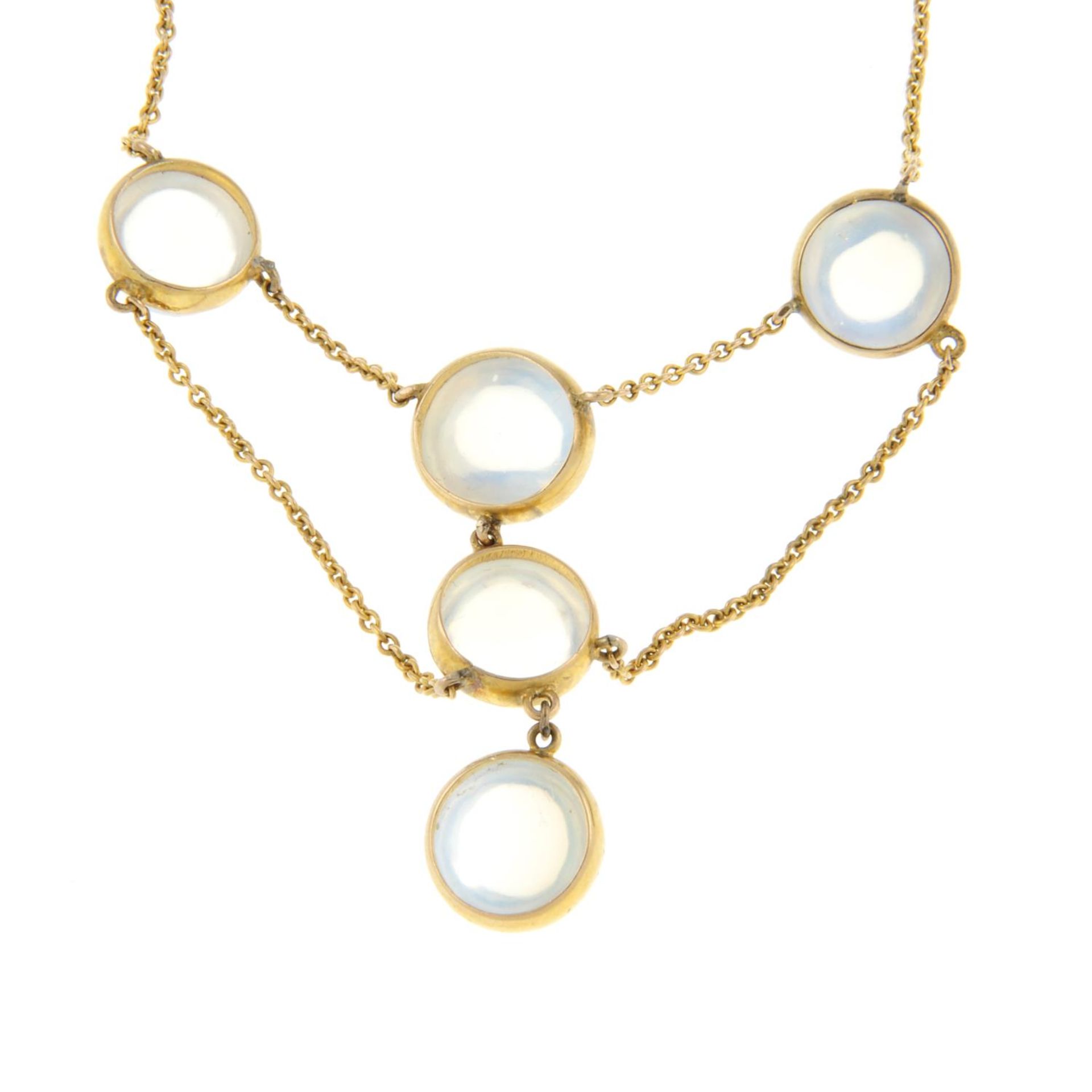 An early 20th century gold moonstone necklace. - Image 2 of 3