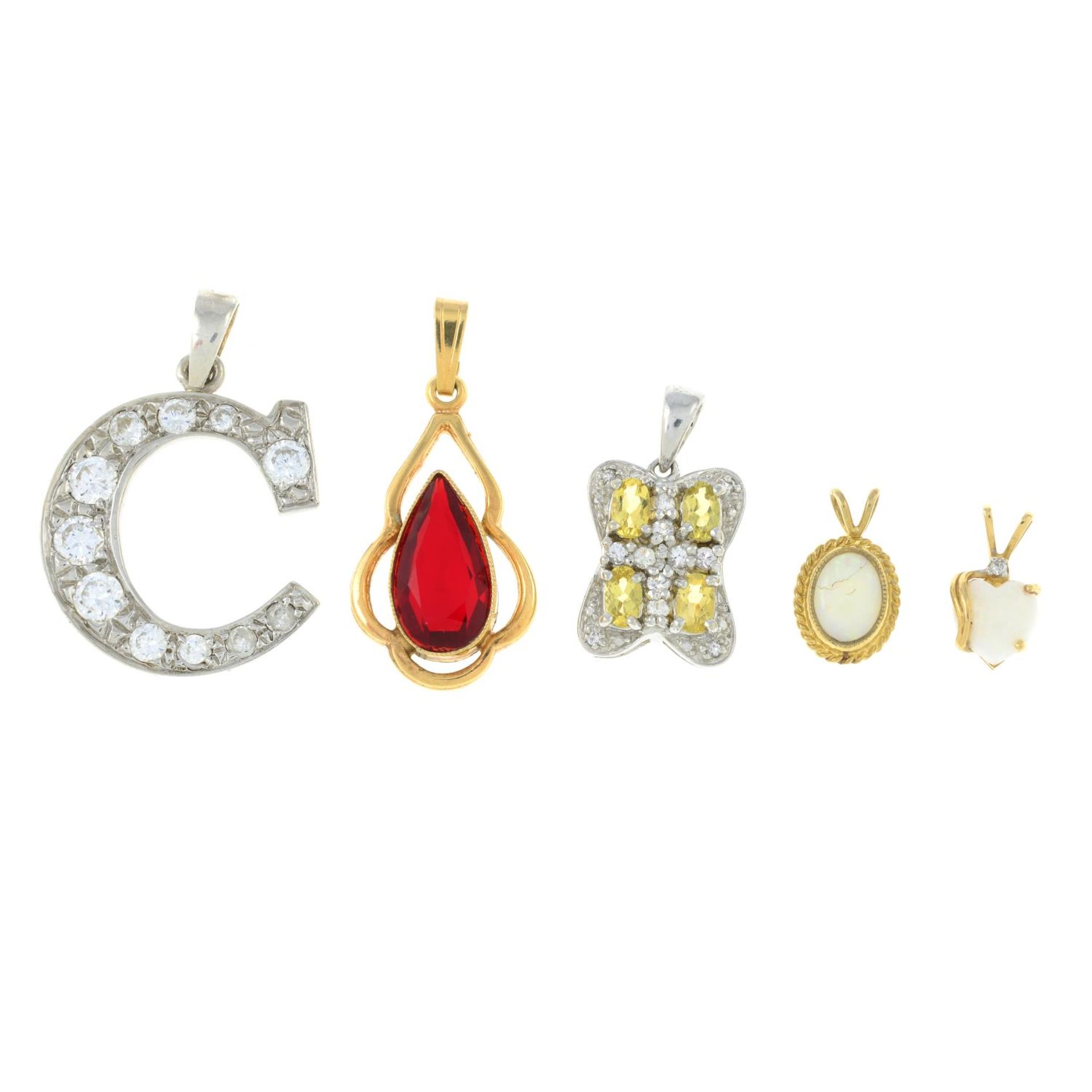 Opal and diamond pendant,