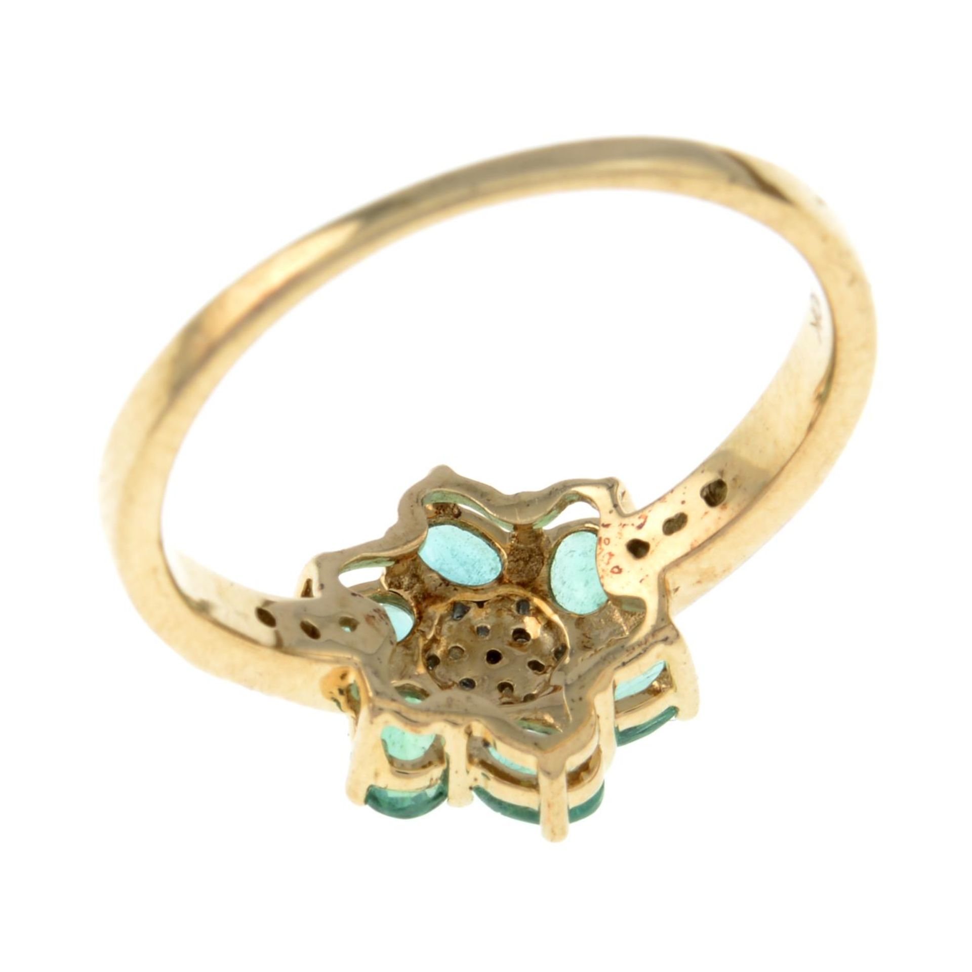 A 9ct gold emerald and cubic zirconia cluster ring.Hallmarks for Birmingham. - Image 3 of 3