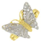 A vari-cut diamond butterfly ring.Estimated total diamond weight 0.15ct.Ring size N.