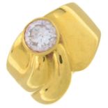 A cubic zirconia single-stone abstract ring.Stamped 750.Ring size P.